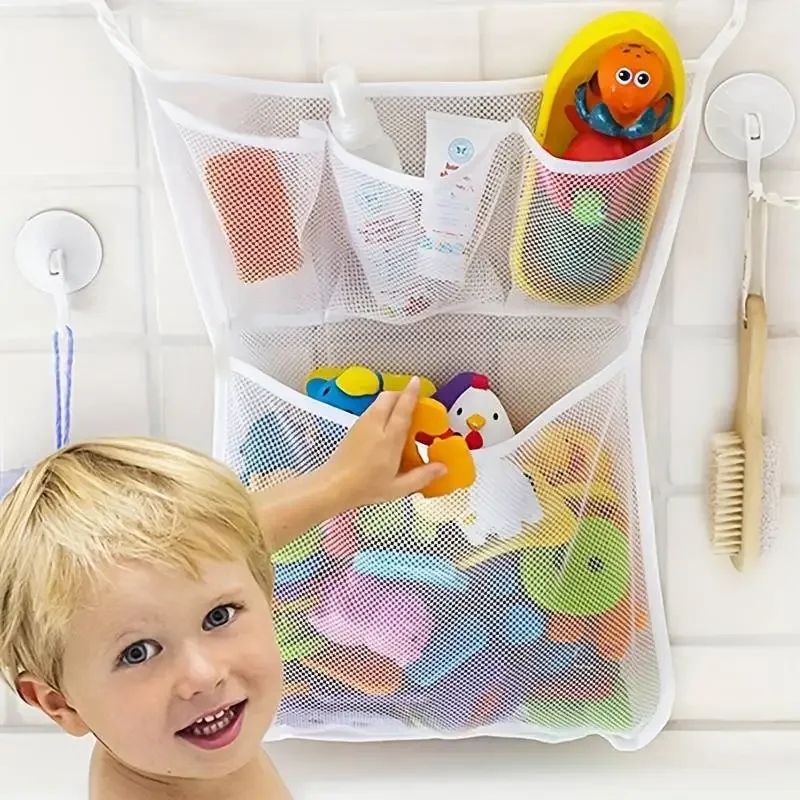 Baby Products For Bathing - ベビーシャワーのお風呂のおもちゃ白ベビーキッズおもちゃ収納メッシュ強力な吸盤付きおもちゃバッグネットバスルームオーガナイザー