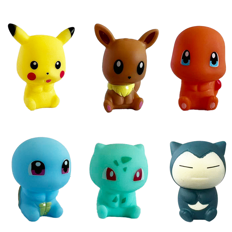 Baby Products For Bathing - 6 個ポケモンお風呂おもちゃピカチュウフシギダネヒトカゲゼニガメイーブイカビゴンきしむゴム人形ベビーシャワープレイフィギュアキッズギフト