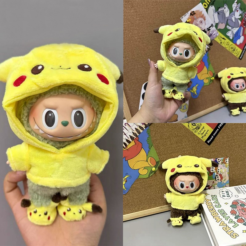 Baby Products Manufacturers - 15～17cmのラビュブドール用、漫画風のかわいいピカチュウのぬいぐるみ服、靴セット、KPOP、カワイイ服、立ち姿勢の人形用