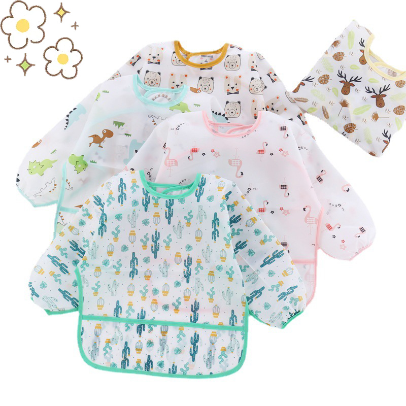 Silicone Baby Bibs - ベビーシリコーン漫画よだれかけ 0-6 歳ソフトよだれかけベビーかわいい服幼児 BPA フリー防水長袖エプロン