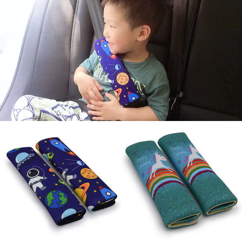 Infant Car Seat Cover - 2 個かわいい車の自動車安全シートベルトハーネスショルダーパッドカバー子供保護カバークッションサポート車の枕シートベルト