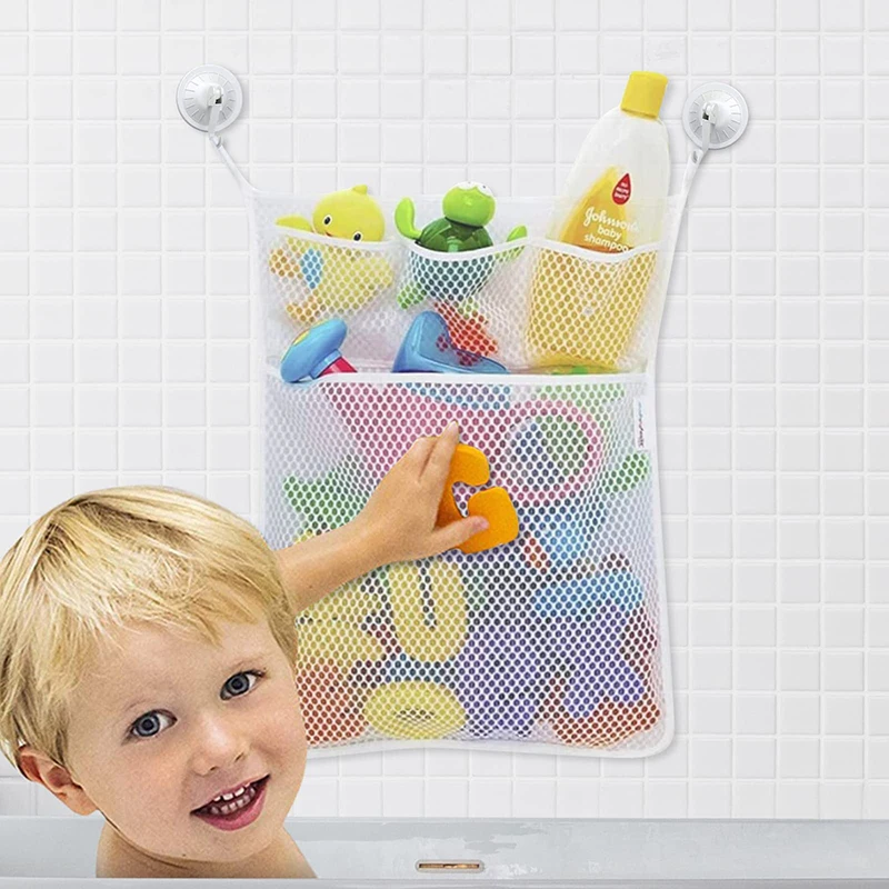 Baby Products For Bathing - ベビーシャワーバスおもちゃ ホワイト ベビーキッズおもちゃ収納メッシュ 強力な吸盤付き おもちゃバッグネット バスルームオーガナイザー