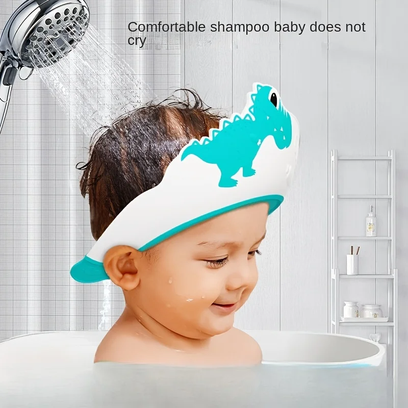 Baby Products For Bathing - ベビーソフトラバー防水シャンプーキャップ子供シャンプーアーティファクトベビーシャンプーキャップ調節可能な耳プロテクター恐竜パターン