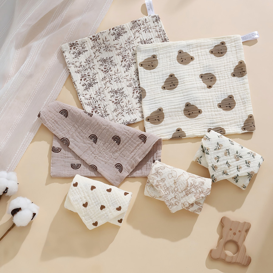 Baby Products For Face - ガーゼスクエアタオル3/5枚、柔らかく吸水性のあるガーゼおしりふき、コットンベビービブ、ハンカチ、コンフォートタオル、ベビー用品