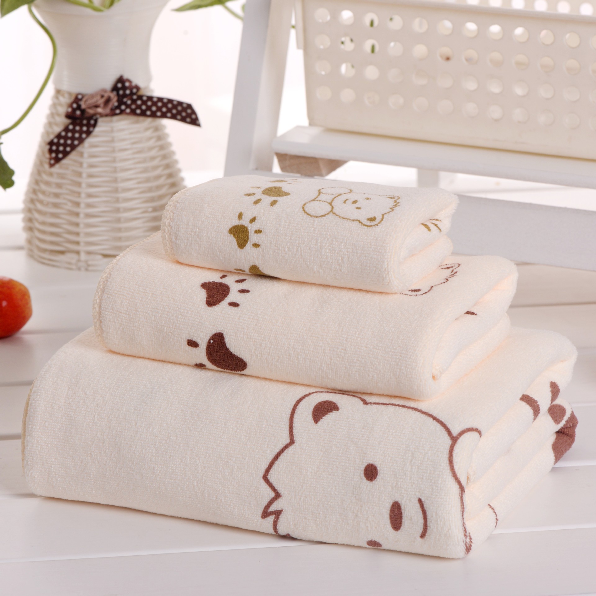 3枚セット カートゥーンベア ベビーバスタオル 新生児用 子 - Baby Products For Face のレビューと価格