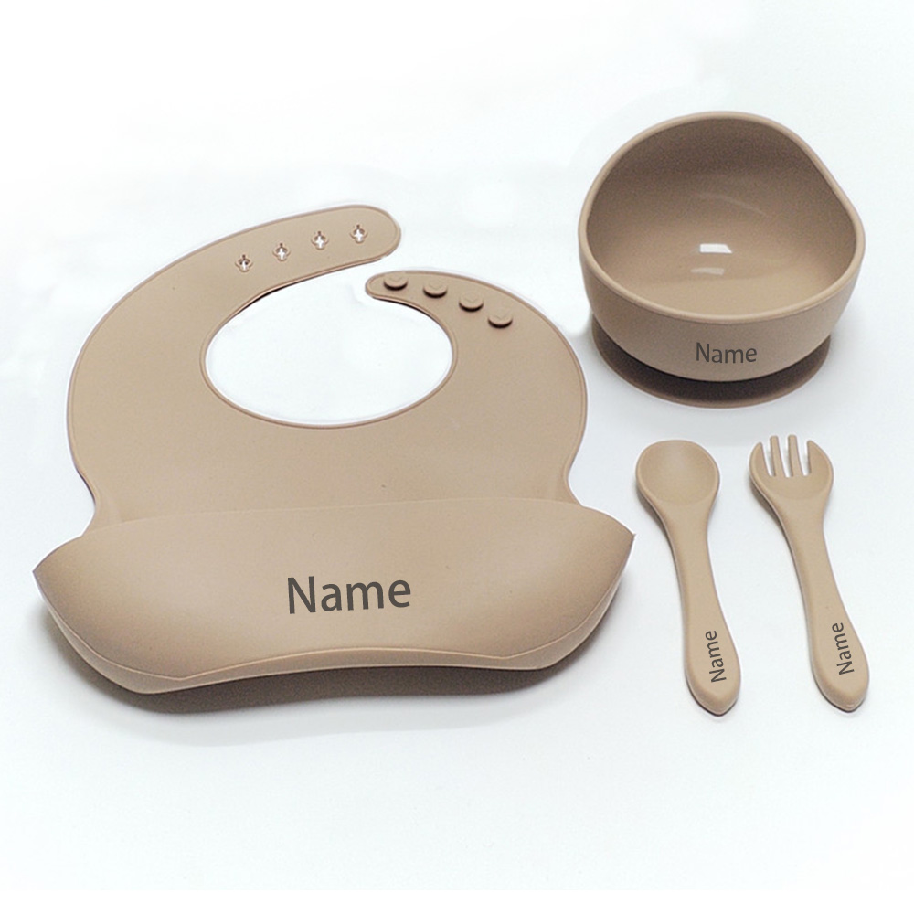 無料名前印刷 子供用食事ボウル フォーク スプーン よだれか - Silicone Baby Bibs のレビューと価格