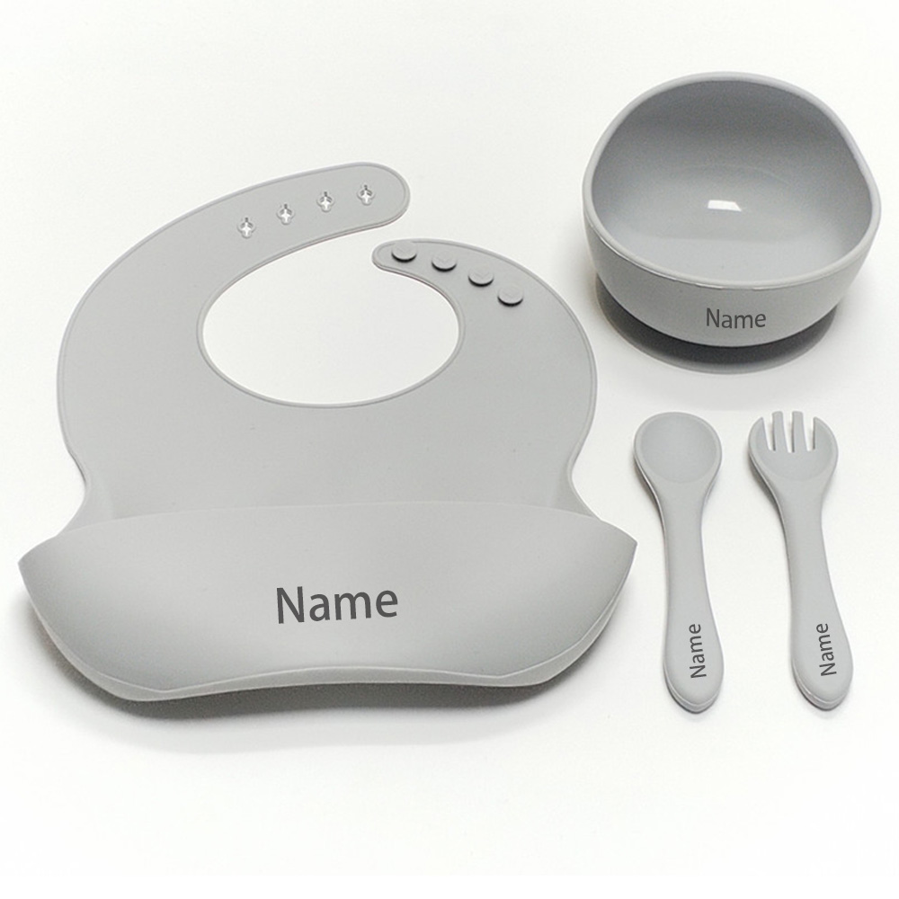 無料名前印刷 子供用食事ボウル フォーク スプーン よだれか - Silicone Baby Bibs のレビューと価格