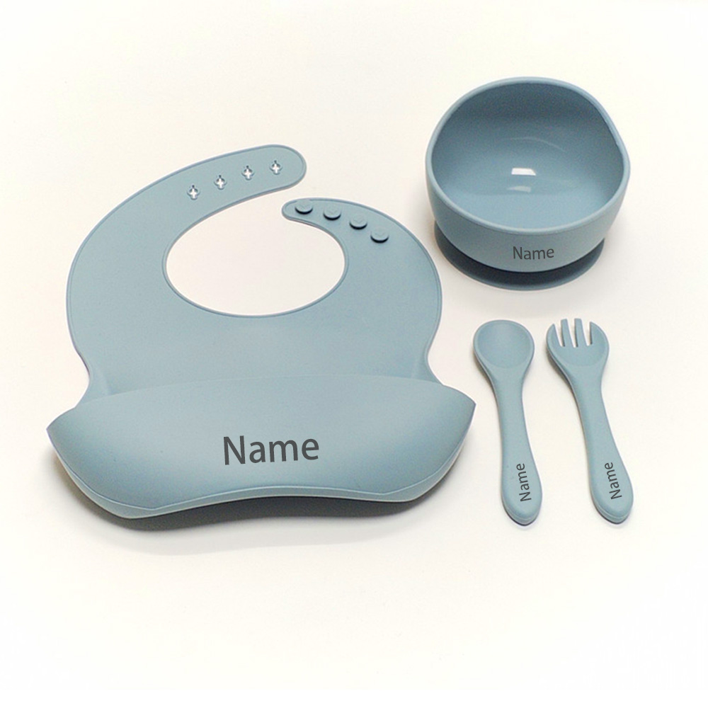 無料名前印刷 子供用食事ボウル フォーク スプーン よだれか - Silicone Baby Bibs のレビューと価格