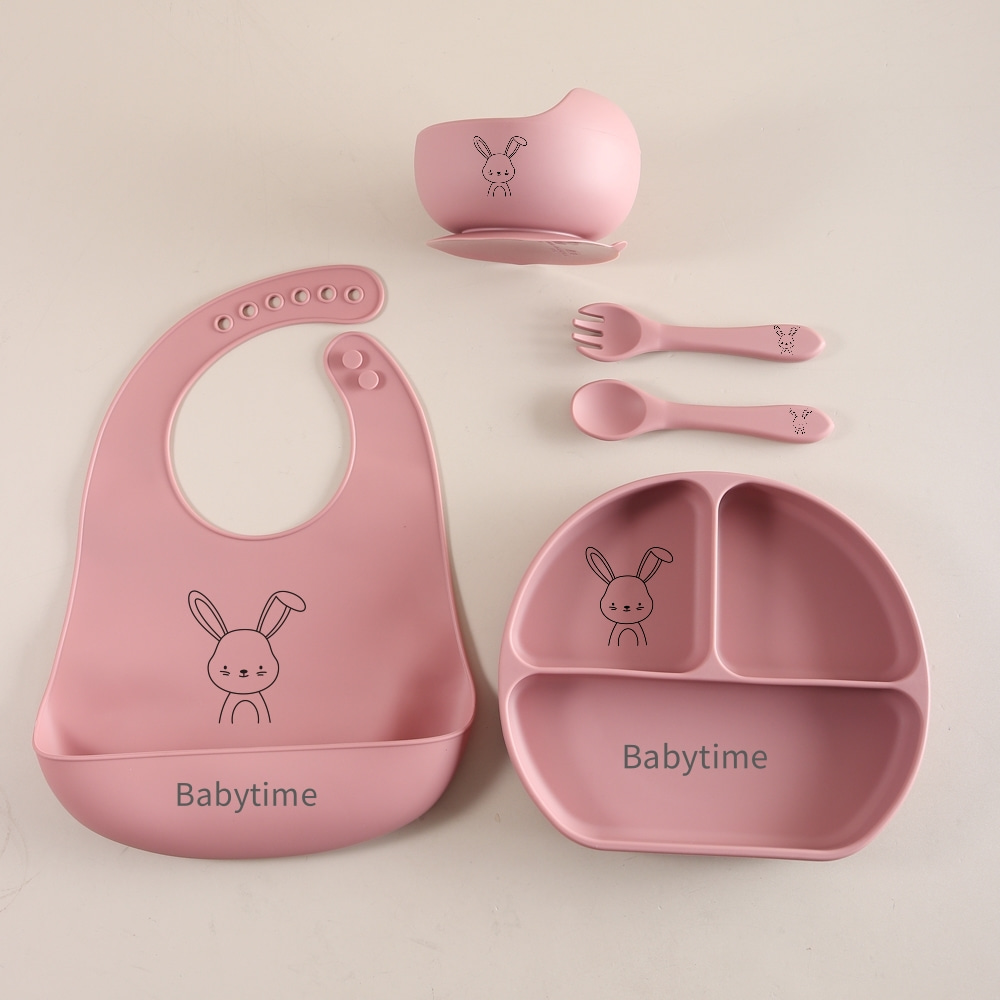 5点セットのベビー食器セット。食品グレードのシリコン製で、よ - Silicone Baby Bibs のレビューと価格