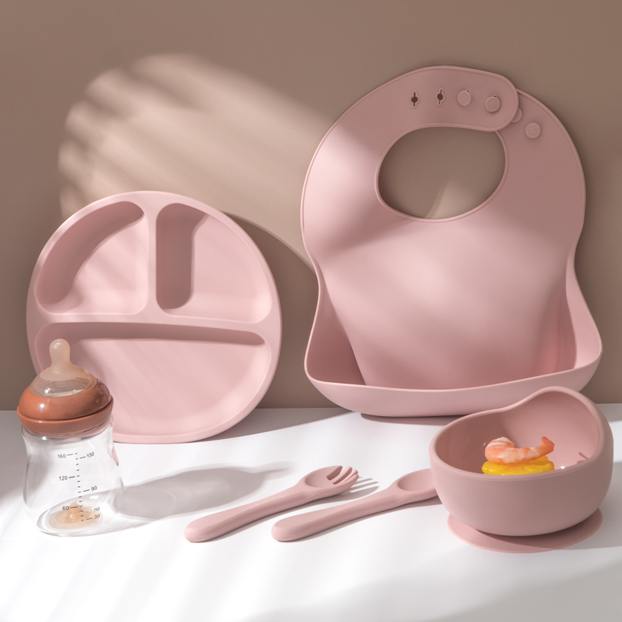 5 個ベビーシリコーン給餌セットラウンドダイニングプレート吸 - Silicone Baby Bibs のレビューと価格