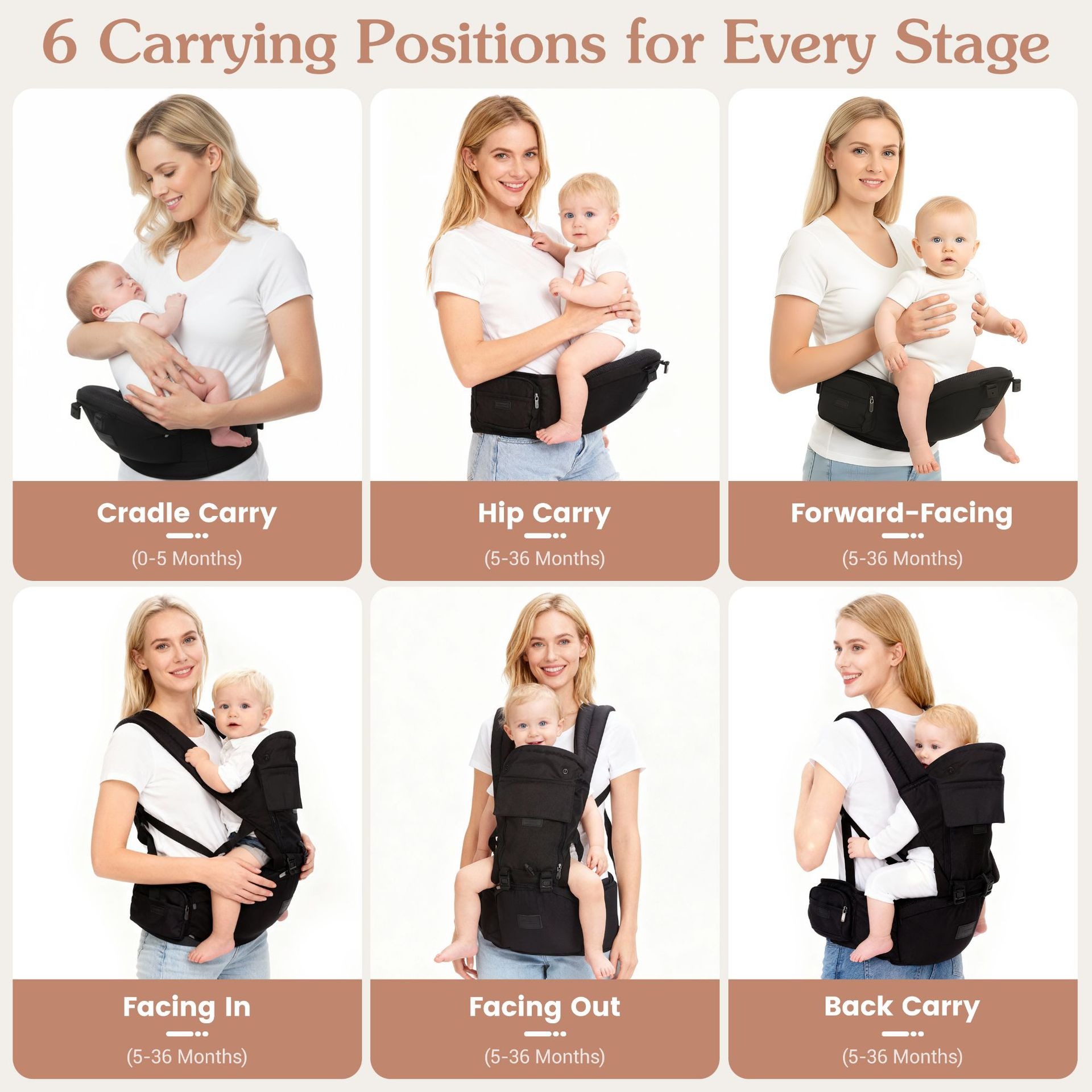 ヒップシート付きベビーキャリア、人間工学に基づいた6in1ベ - Ergonomic Baby Carrier のレビューと価格