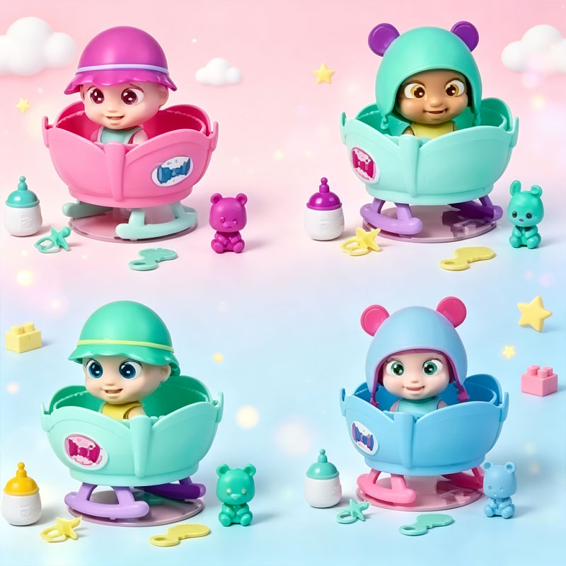 ベビーバピーズ人形とゆりかごセット、笑顔でキュートな癒しの音 - Baby Products For Face のレビューと価格
