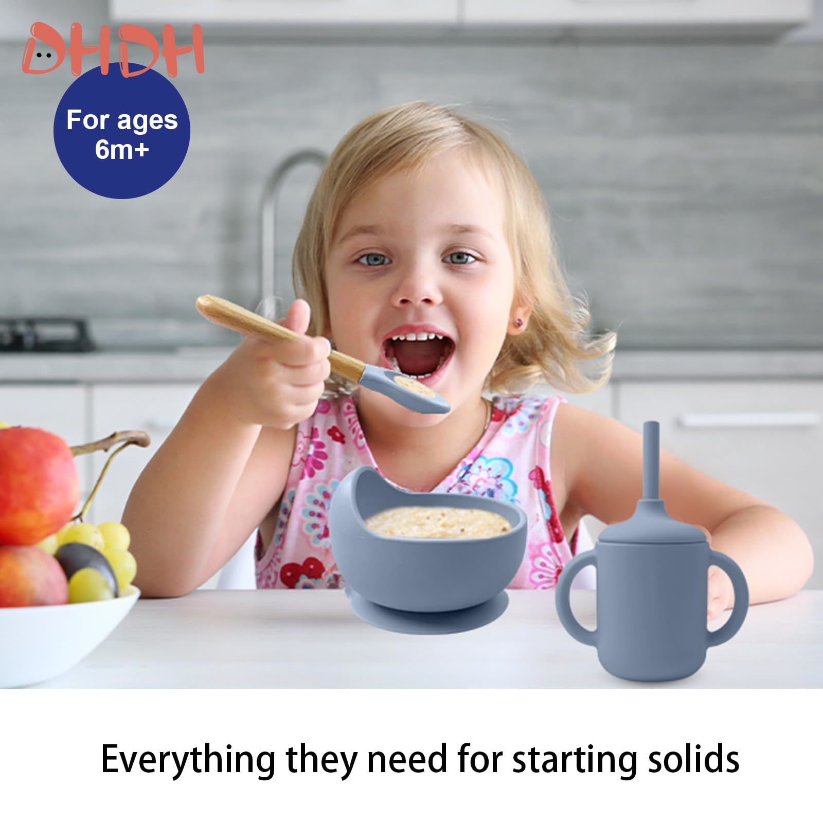 シリコン製ベビー食器セット、ベビーフードディッシュ、フォーク - Silicone Baby Bibs のレビューと価格